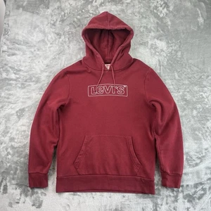 Sudadera con capucha para hombre Levi’s mediana roja contorno logotipo pulóver - Imagen 1 de 8