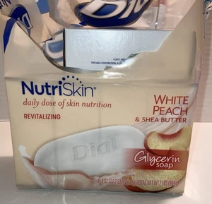 Dial NutriSkin White Peach Glycerin Bar Soap 5 Bars Discontinued HTF! - Picture 1 of 5