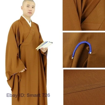 Vestido masculino Shaolin budista monge meditação haiqing roupão terno kung fu vestido unissex - Imagem 1 de 4