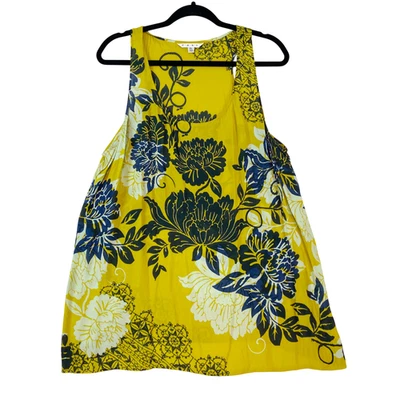 Camiseta sin mangas CAbi Bali floral mezcla de seda para mujer XL amarilla floral boho espalda cruzada Foto 1 de 4