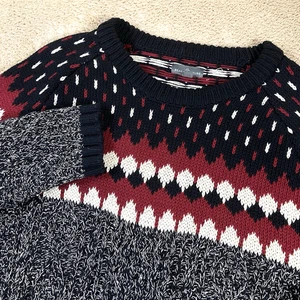 Suéter de pescador LL Bean Hombres XL rojo negro jaspeado grueso tejido con cable peso pesado - Imagen 1 de 12