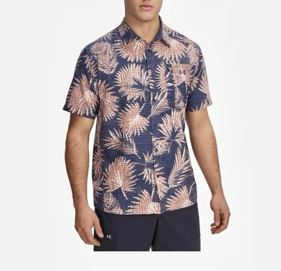 Men's Under Armour UPF 50 Dockside Short Sleeve Button-Down, Downpour Gray, XL - Image 1 of 4