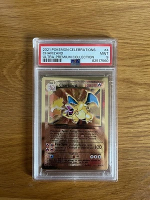 Pokemon Card Charizard 4/102 Gold Metal Celebrations UPC 25th Anniversary PSA 9 - Image 1 of 2