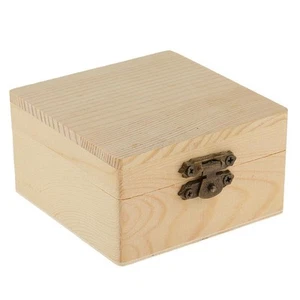 Blank Square Shape Unfinished Wooden Jewelry Gift Box for - Picture 1 of 6