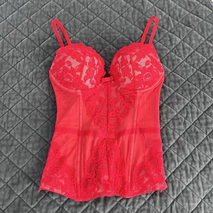 Frederick's of Hollywood Corset Top Small Lace Red Padded - Picture 1 of 7