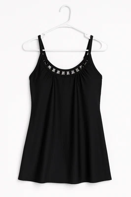 Vestido de baño Venus negro talla 4 traje de baño con falda de una pieza detalle de cadena dorada Foto 1 de 4