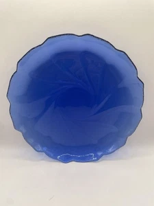 Vintage Arcoroc Style Cobalt Blue Swirl Glass Plate - Picture 1 of 4