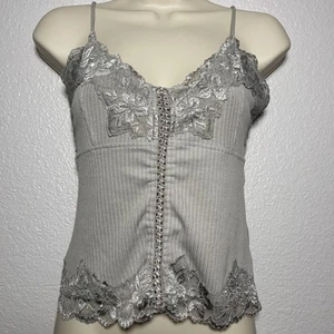 BKE Womens Lace Trim Babydoll Grey Tank Top Size S Fairy Coquette Y2K - Picture 1 of 6