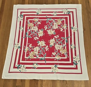 "Mantel vintage rojo blanco floral casa de campo algodón años 60 44" x 51""" - Imagen 1 de 5