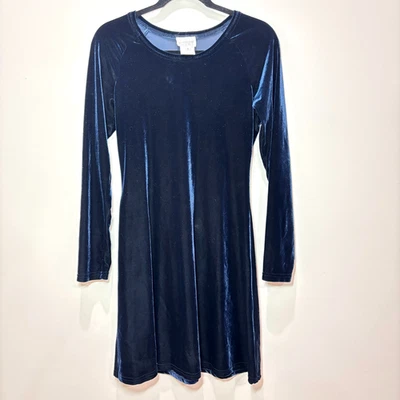 Vestido Vaina Vintage Azul Marino Terciopelo S Mangas Largas Hada Grunge Capricho Y2K Foto 1 de 4