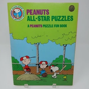 Vintage 1982 UNUSED Scholastic Peanuts Snoopy ALL-STAR PUZZLES  coloring book - Picture 1 of 6