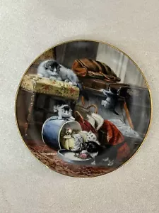 Mischief With The Hatbox 1990 Henrietta Ronner First Issue Victorian Cat Plate - Picture 1 of 4
