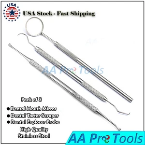Dental Tooth Cleaning Dentist Scraper Pick Calculus Plaque Remover (Set of 3) - Picture 1 of 3