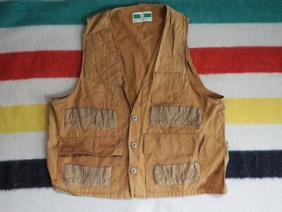 VTG 70s Game Winner Brown Light Canvas Hunting Shooting Field Vest XL Mens - Image 1 of 4