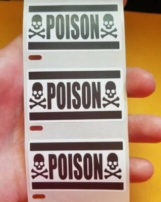 HANDMADE POISON WARNING STICKERS 25-1000 Pack Label decal gag joke sticker
