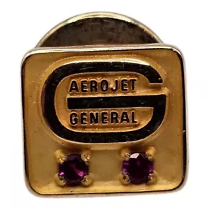 Vtg Aerojet General 10k Yellow Gold With Two Rubies Employee Service Award Pin - Picture 1 of 6