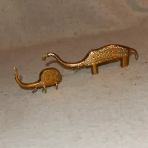 Par de 2 figuras vintage de latón animal té mascota elefante soporte anillo estampilla modernista - Imagen 1 de 8