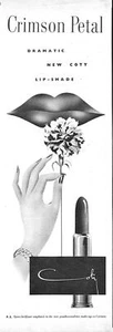 1952 Advert for COTY 'Crimson Petal' Lipstick Vintage Original Ephemera Print Ad - Foto 1 di 1