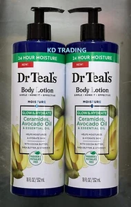 (2-Pk) DR TEAL'S Ceramide Avocado Oil GLOW HYDRATE BODY LOTION Cocoa Shea Butter - Picture 1 of 3