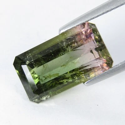 8.04Cts Stunning Natural Bi-Color Tourmaline Emerald Cut Mozambique Gemstone - Image 1 of 4