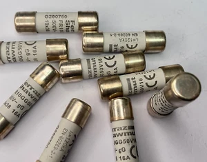 16A 500Vac Fuse 10.3 x 38mm gG 120kA Fast Acting Ceramic Cartridge FR10GG50V16 - Picture 1 of 11