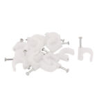 Round Electrical Cable Wire Cord Plastic Circle Clip White w Metal Nail 15Pcs
