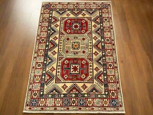 Kazak Multicolor 4X6 Handmade Wool Rug # 9910 - Picture 1 of 8