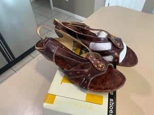 SPRING STEP Women's "Nutmeg" Brown leather Slingback Sandals Size 42 (NIB) - Picture 1 of 3