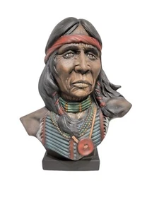 chief ceramic head Bust statue native American - Imagen 1 de 10