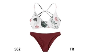 SweatyRocks Women Sexy Bathing Suit Floral Print Cross Back BikiniSet Swimsuit,L - Picture 1 of 6
