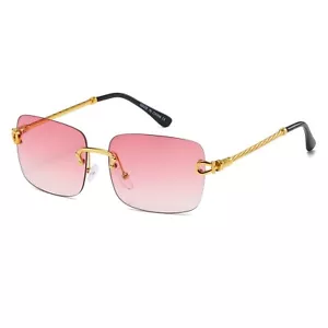 Pink Sunglasses Fashion Gold Frame Trendy Sun Glasses Retro Luxury UV400 Protect - Picture 1 of 5