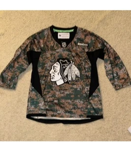 Chicago Blackhawks Digital Camo Jersey Reebok Military Veterans Day NHL - Picture 1 of 4