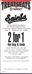 1994 St. Paul Saints "Treat Seats" TicketTarget Municipal Stadium - Picture 1 of 1