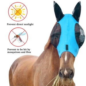 1Pc Horse Face Mask Anti Fly Breathable Stretch Knitted Mesh Anti Mosquito Mask - Picture 1 of 12