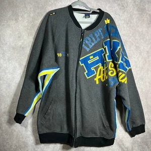 Akademiks Bomber Jacket Mens XXL Gray Fleece Zip Up Casual Streetwear Hip Hop - Picture 1 of 14