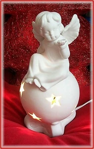 ENGEL AUF KUGEL NEU BELEUCHTUNG SCHUTZENGEL X MAS WEIHNACHTEN ADVENT DEKO PUTTE - Bild 1 von 4
