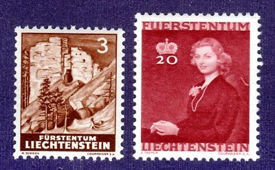 1937-43 Liechtenstein SC# 136,186 - Ruin at Schalun - 2 Different Stamps - M-H - Image 1 of 2
