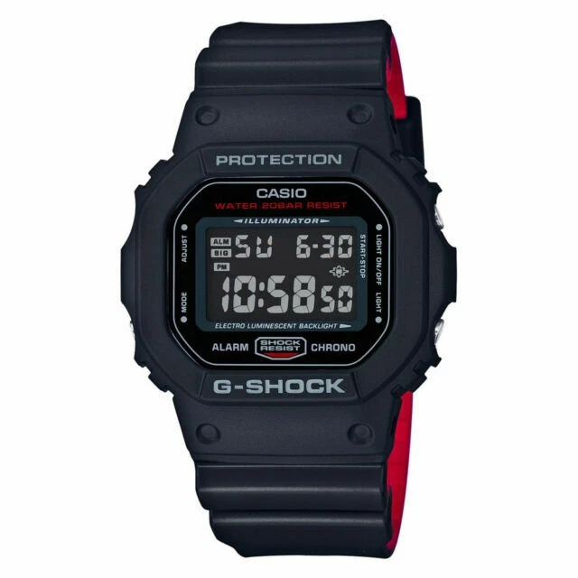 Casio G-Shock DW5600HR-1 Black X Red Heritage Color Wristwatch for Men with Digital Dial