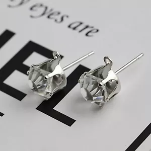 20 Pairs Silver Clear Zircon Rhinestone Ear Stud Post Dangle Earring With Loop - Picture 1 of 10