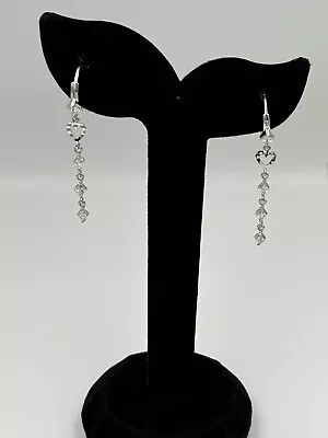 Серьги из белого золота 14 карат с цирконием - Изображение 1 из 4