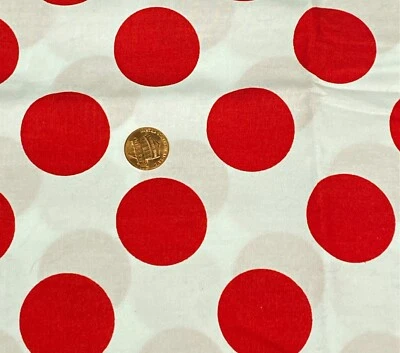 Jumbo Red Dots on White Cotton Fabric by David Textiles, By the Half Yard - Image 1 of 3