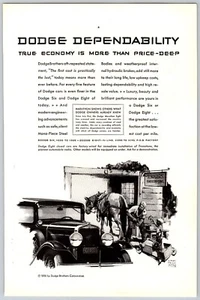 1930 Print Ad Dodge Brothers Dependability True Economy William Prince Illus - Picture 1 of 1