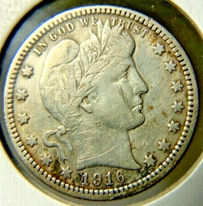 1916 Barber Quarter XF Details "Scratched" 90% Silver FREE SHIPPING - Picture 1 of 4