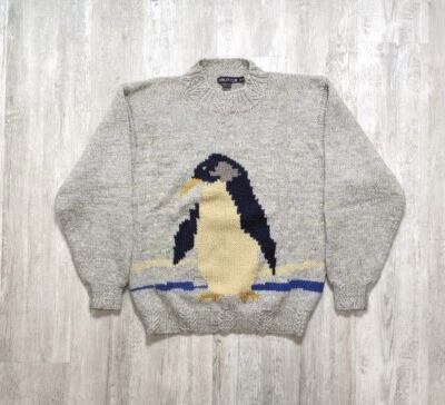Vintage Nautica 100% Wool Penguin Chunky Knit Sweater Size XL Gray - Image 1 of 4