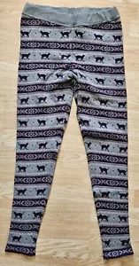 Torrid Womens Sweater Leggings Knit Grey Purple Cats Striped Size 0 Stretch - Picture 1 of 5