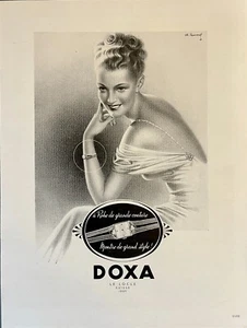 Anuncio de reloj Doxa 1949 - Arte Charles Lemmel - Moda para mujer - Anuncio impreso vintage - Imagen 1 de 1