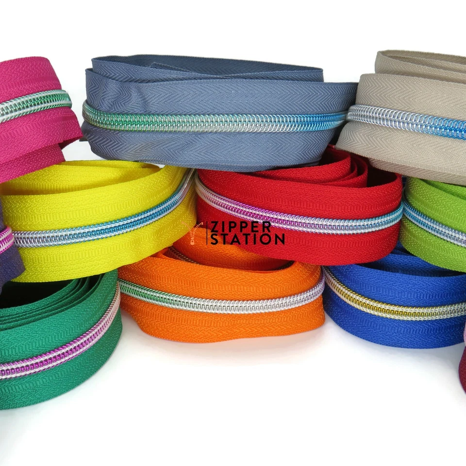 Continuous Rainbow Zip #5 Nylon Coil - 17 colours, craft zipper, cases, bags