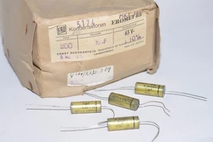 4 piezas de condensadores vintage ERO MKT1813 Eromet 85 10 MFD/63 V, tapa de tono, nuevo de lote antiguo - Imagen 1 de 5