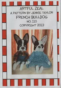 Buy 2 Get the 3rd FREE, PATTERN, Primitive Folk Art Doll, French Bull Dog - Picture 1 of 2