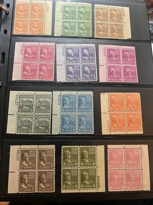 1938 -1941 US Plate blocks 38 Lot  Cents To $2.00 MNH OG - Image 1 of 4
